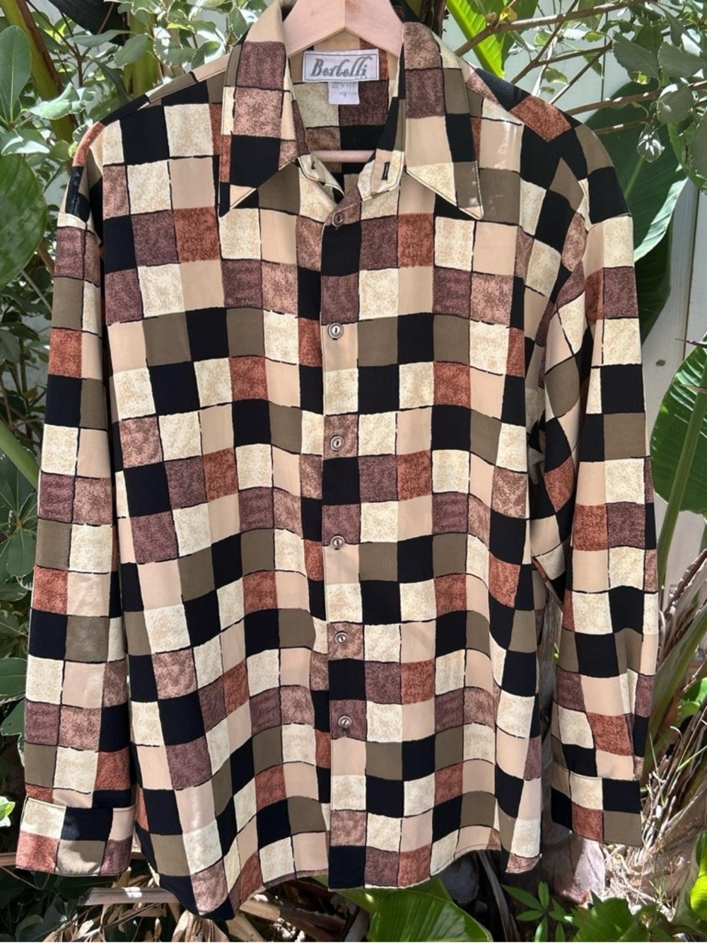 Vintage 90s Bertelli USA Patchwork Button Up Shirt M